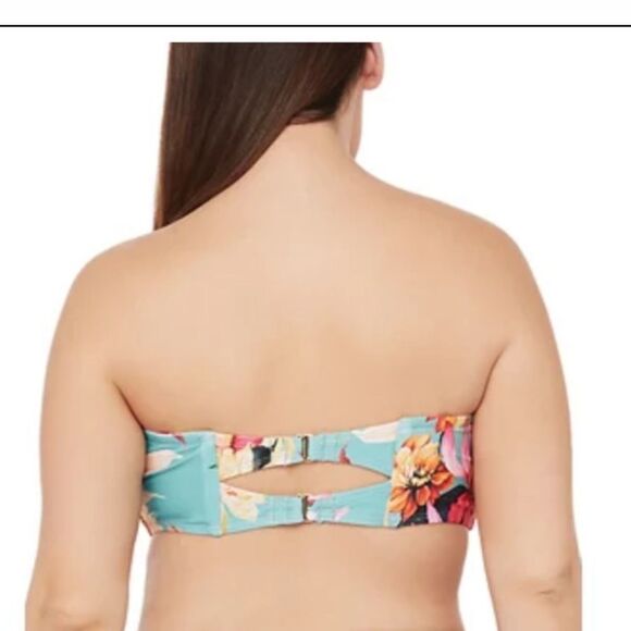 Plus Size Garden Social Bandeau Bra Swim Top - Picture 2 of 4